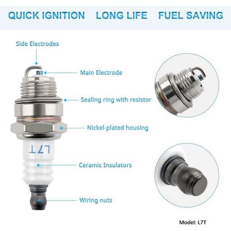 8 Pièces Kit d'entretien pour Tondeuse, Bougies d'allumage L7T, Pompe D'amorçage 694394, Ressorts Régulateur 692211 691859, 69836 (1/5)