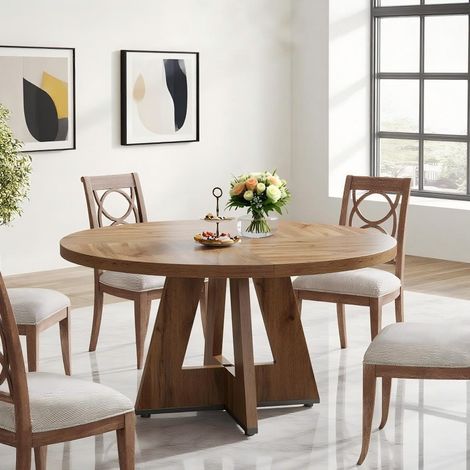 Runder Esstisch 120 x 120 x 75 cm – Holztisch für 6 bis 8 Personen – für Küche, Wohnzimmer, Maserung