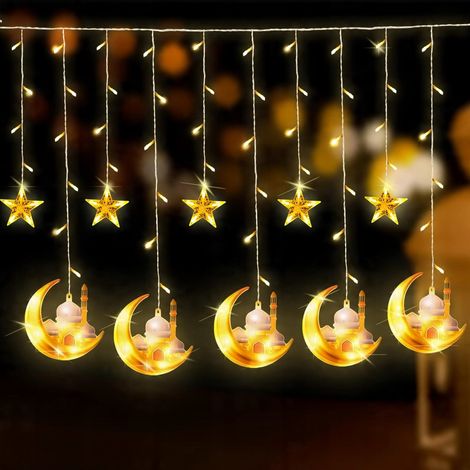 Herefun 3,5 m LED-Lichterkette für Ramadan mit Monden und Sternen – 8 Modi