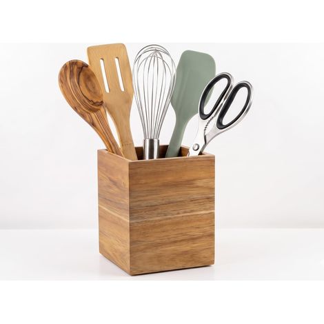 Porte-Couverts en Bois pour Ustensiles de Cuisine Rustique,Cuillère à Couteau,Spatule, Cuillère à Fente,Baguettes.Range Couvert Vertical, Organisateur de Support pour Cuisine, Comptoir. (1/5)