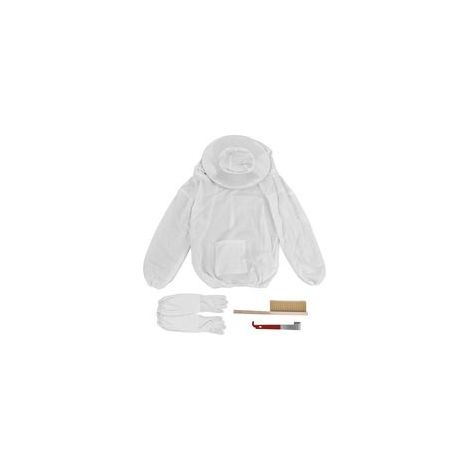 Kit de 4 outils apicoles : combinaison, gants de protection, grattoir à miel et brosse à abeilles. Fournitures pour apiculteurs. (1/5)