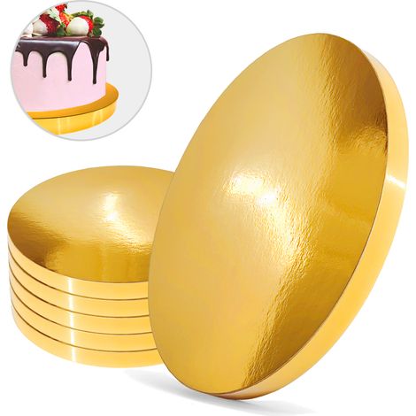 Cake Board Unterlage Gold 25 cm 2 cm Set 5 Stück Cake Drum Rund Premium Brand4Cake