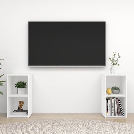 vidaXL Mobili Porta TV 2 pz Bianco 72x35x36,5 cm in Legno Multistrato (1/5)