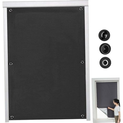 Parasol universal con ventosa, cortina opaca, 73 x 60 cm, no requiere taladrar, fácil instalación, parasol para ventana, cortina resistente a los rayos UV, color negro. (1/5)