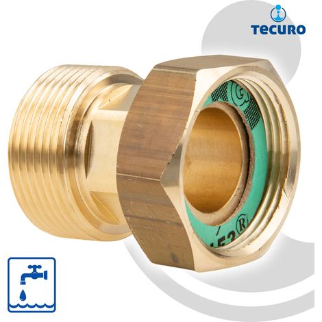 tecuro Verschraubung 1 1/4 Zoll Überwurfmutter x 1 1/4 Zoll Außengewinde -  Messing blank CW617N