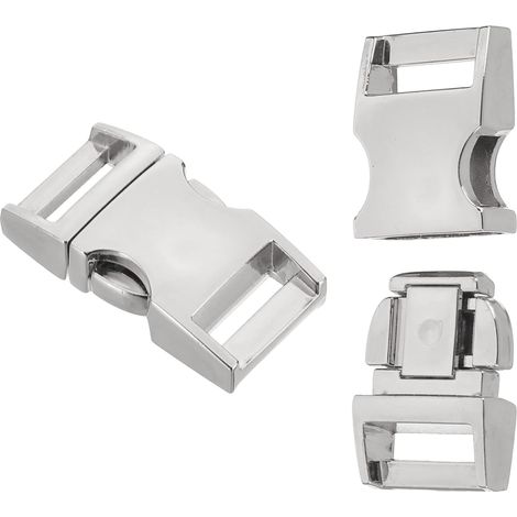 Boucle À Déverrouillage Latéral Rapide 9/16 Pouce / 15mm, 2Pcs Boucles Métalliques De Remplacement Sans Couture Attaches Fermoirs Porte-Billettes Collier Pour Chien, Argent (1/5)