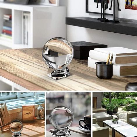 Boule de cristal divinatoire. boule transparente avec support. 8 cm (1/3)