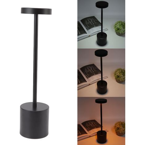 Lampe de bureau tactile LED style nordique à 3 niveaux, lampe de table décorative d'intérieur pour hôtel et restaurant, noire (1/5)