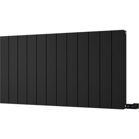 Thetford - Black Horizontal Electric Radiator Double Panel H600mm x W1124mm Grooved 1200w Thermostatic WIFI