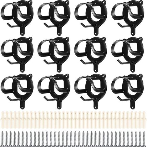 Lot de 12 Supports de Bridon en Métal, Crochets de Rangement pour Harnachement avec Tuyaux et Vis, Accessoires d'Écurie Noirs pour Chevaux (1/5)