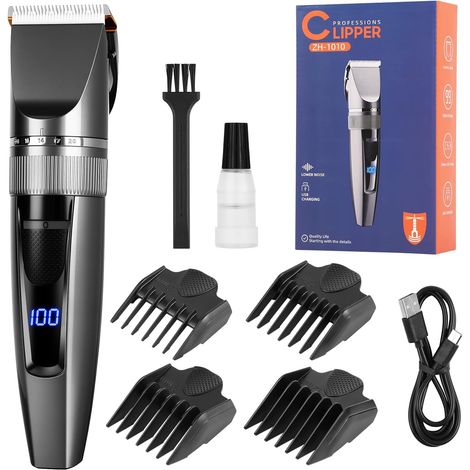 Men's Hair Clipper Beard Trimmer with LED Screen Cordless Electric Shaver Trimmer Precision Rechargeable for Kids and Family (1/5)