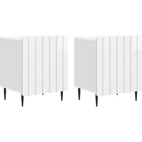 Maison Exclusive - Nachttisch 2 stk. Hochglanz Weiß 43 x 34,5 x 5 (1/5)