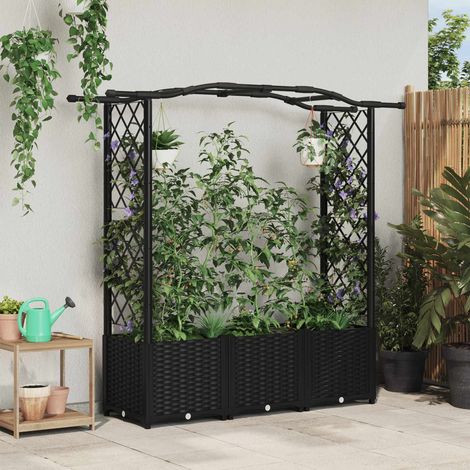 Teenpull – Hochbeet mit Rankgitter und Dach Schwarz 164 x 40 x 138 cm PP (1/5)