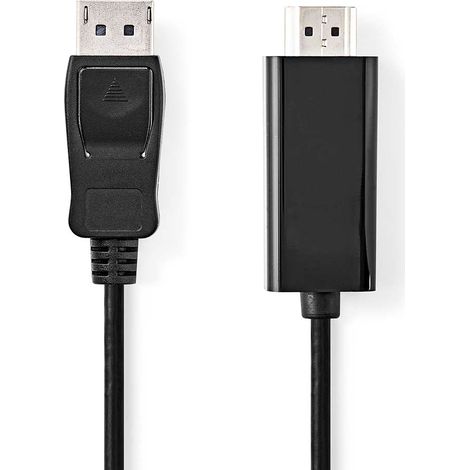 Cable displayport displayport macho conector hdmi 1080p niquelado 300 metros redondo pvc negro etiqueta