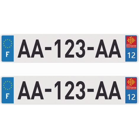2 Plaques d'immatriculation Plastique homologuée SIV 520 x 110 mm - 520 x 110 mm