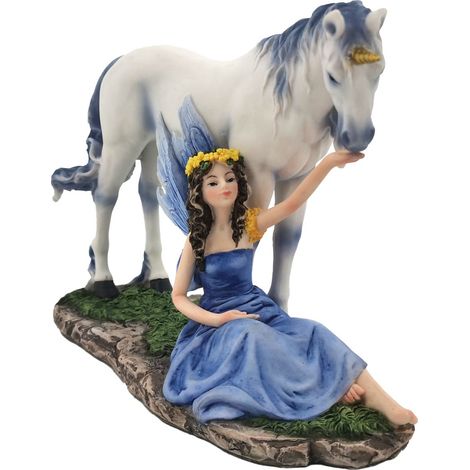 Signes Grimalt Figura De Hada Figuras Hada Con Unicornio Fantasia Azul 11x23x18cm 34598