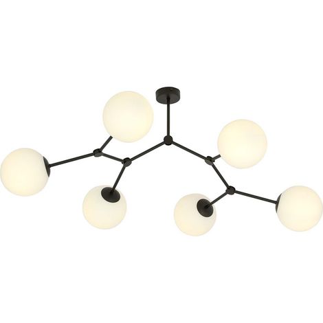 Plafoniera Minimal Iperione Acciaio Nero Bianco 6 Luci E14 Ip20 (1/5)