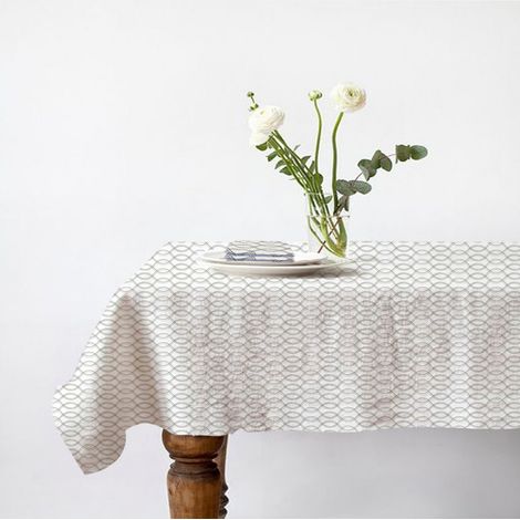 Lot nappe carrée + 2 serviettes de table déperlante géométrique 140x140cm VOGUE (1/4)