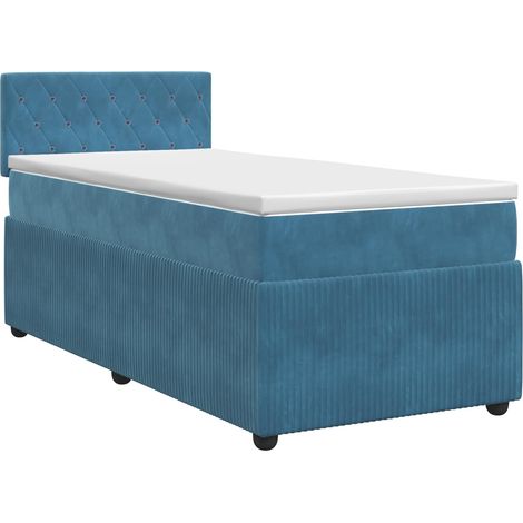 Maison Exclusive - Letto box spring con materasso Blu Scuro 100 x 200 cm Velluto (1/5)