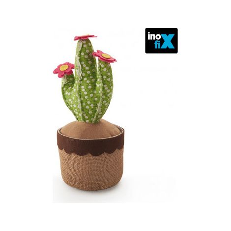Tope de puerta textil decorativo, modelo cactus verde, 25 x 15 x 15 cm