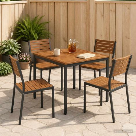 vidaXL Tavolo da cena da giardino Naturale e Nero 80 x 80,5 x 75 cm