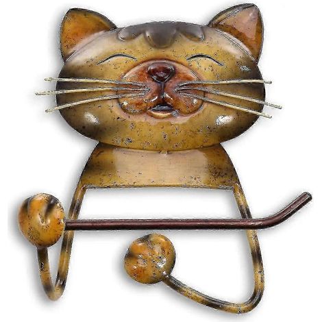 Décoration murale en fer forgé représentant un chaton et un rouleau de papier peint (1 pièce) (1/5)