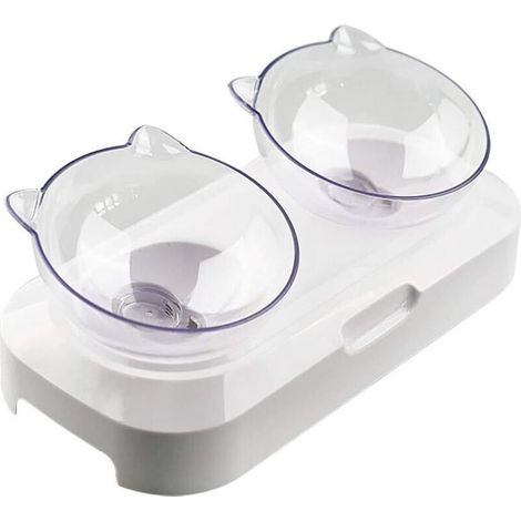 Cat Bowl, Elevated Pet Cat Bowl, 15° Angled Platform, Adjustable Height, Dual Angle, Perfect for Cats and Small Dogs (2 Bowls) - Fei Yu (1/3)
