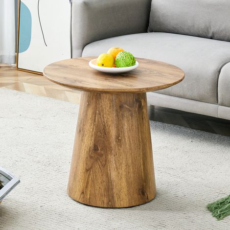 Tavolino basso rotondo 50 cm in MDF effetto legno naturale, altezza 48 cm DESVIAE (1/5)