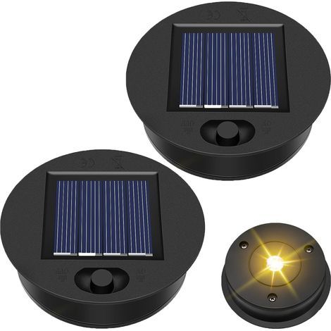 Ersatz-Solarlampe, 2 Stück, 7 cm – Wasserdichte Laterne mit Solarpanel, Ersatzdeckel (1/5)