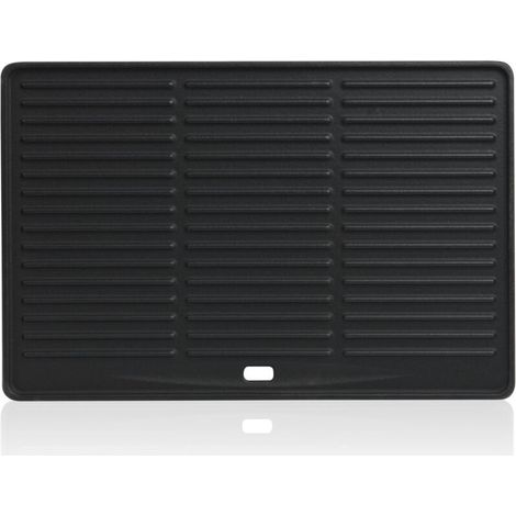 Plaque de gril en fonte émaillée 41,5 x 27,5 cm – Réversible avec face lisse et nervurée – Pour barbecue, cheminée, fumoir (1/5)