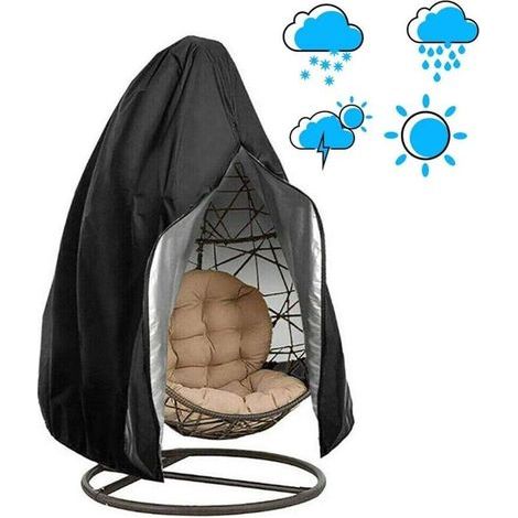 Hanging Chair Cover, Protective Cover for Egg Chairs, Waterproof Covers for Garden Swings and Furniture, Black, 190 x 115 cm (1/5)