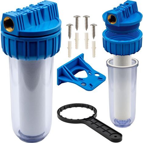 1" Water Filter - Replaceable Cartridge - 8 Bar - For Garden Pumps, Home & Industry - Complete Kit with Wrench and Holder - Filtration of Sediment and Impurities (1/5)