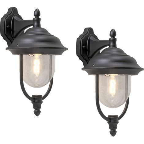 2er-Set hängende Wandleuchten PARMA, Aluminium schwarz, E27, IP43 (1/4)