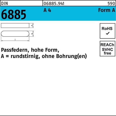 DIN 688 Passfedern, hohe Form, rundstirnig A 4 A 10 x 8 x 120 A 4 S 10 Stk (1/2)