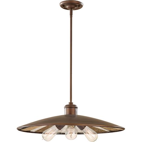 Elstead Urban Renewal - Sospensione a soffitto a 3 luci grande cupola bronzo, attacco E27 (1/4)