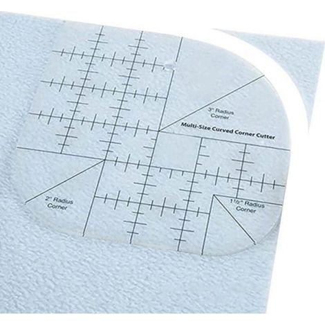 Règle D'Angle Incurvée - Pour Patchwork Et Courtepointe - Bords Ronds - Marquages 45° Et 90° - 1 Pièce (1/4)