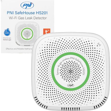 Détecteur de gaz (CH4) - PNI HS201 - Wi‑Fi 2,4 GHz - 100–240V AC - Alarme sonore 70dB (1/4)