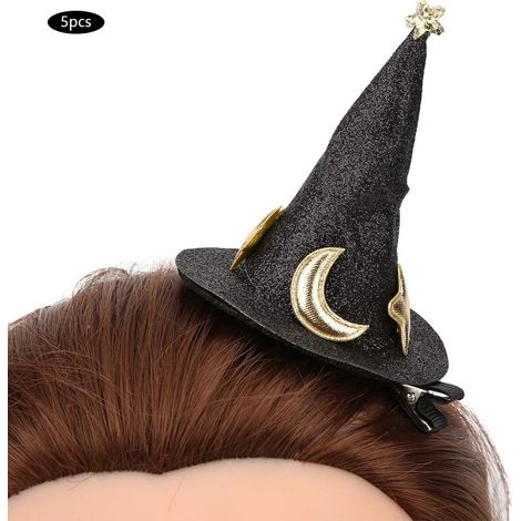 5 pièces mini chapeaux de sorcière pinces à cheveux mignons accessoires Halloween Noël fêtes pour enfants (1/5)