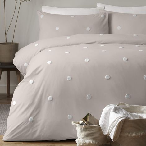 Parure de lit en Coton, Lin/Blanc, Super King Size, 260 x 220 cm (Housse de Couette), 50 x 75 cm (taie d'oreiller). (1/4)