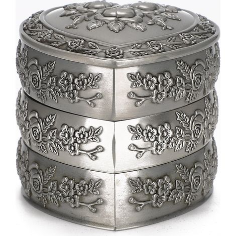 Coffret à bijoux rétro style princesse européenne et coréenne, boîte à bijoux rotative en forme de cœur et de rose, boîte à bagues, boîte de rangement à bijoux (1/5)