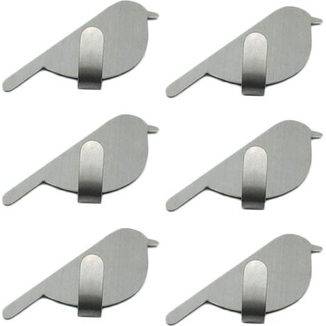 Häkeln auf Servietten, selbstklebendes Wandgemälde, Patere d’oiseau en Acier Inoxydable Salle de bain Cuisine, 6 Teile, ohne Perçage (Silber) (1/5)