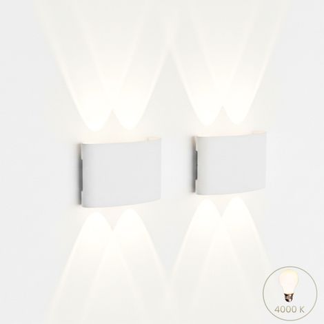 Coppia Applique LED da Parete Esterno Ovale 12W Bianca Luce Naturale FD-10 (1/5)