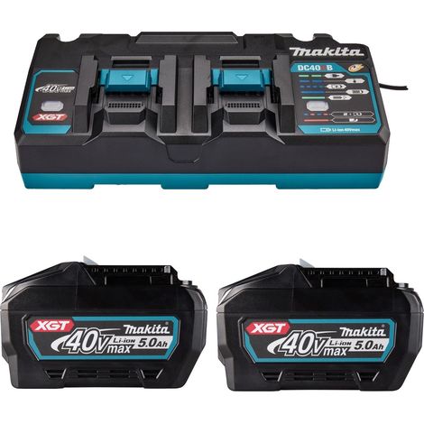 Makita BL4050F 40V Max 5Ah x 2 Lion XGT Battery + DC40RB 40V Twin Fast Charger (1/5)