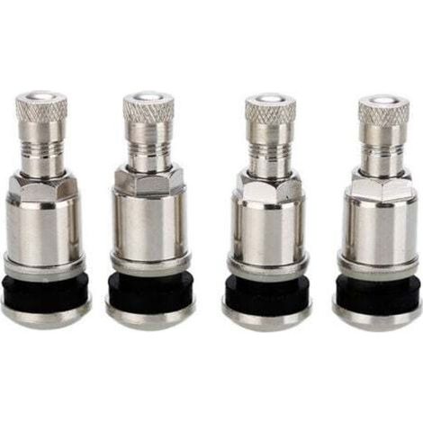 4 valves de pneu de voiture tubeless en acier argenté de 45 mm-