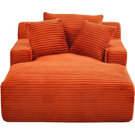 Chaise longue in velluto a coste larghe terracotta - DONILIA (1/3)