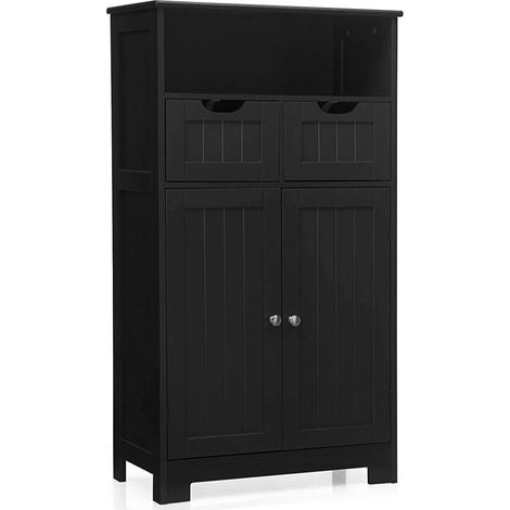 Étagère Réglable et Tiroirs Modulables pour Optimiser l'Espace Commode Meuble Bas Salle de Bain Salon Bureau Noir (1/5)