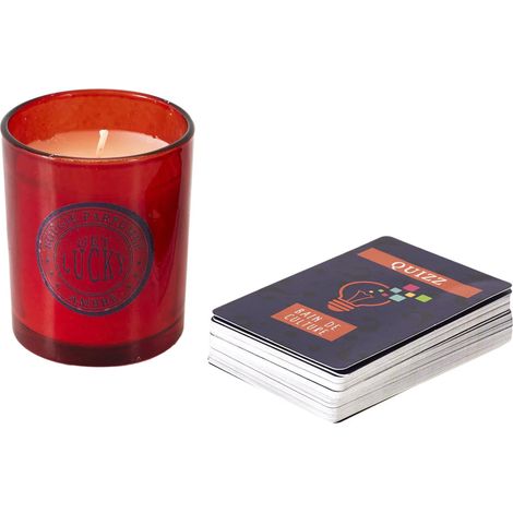 Coffret cadeau 1 bougie parfumée et 1 jeu de cartes quizz GET LUCKY (1/3)