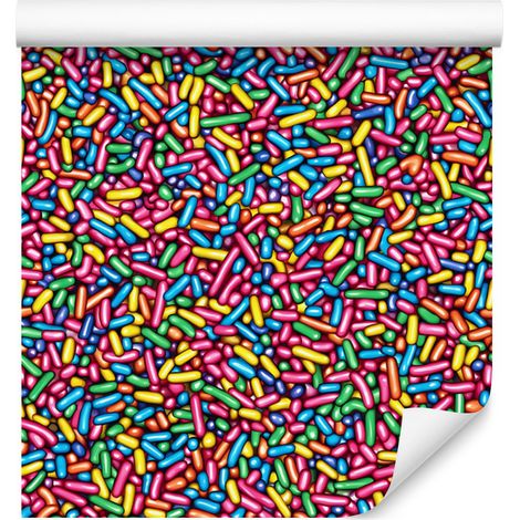 Papier peint à paillettes d'anniversaire rouge, bleu, rose et violet 50x1000 cm (1/4)