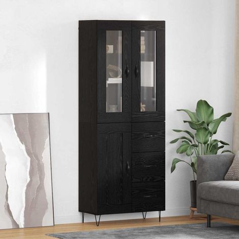 Highboard Schwarz Eichen-Optik 69,5 x 34 x 90 cm Holzwerkstoff