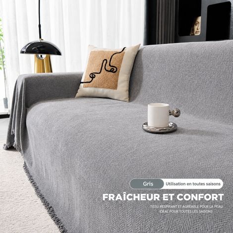 Jeté de Canapé Chenille Chevrons 180130 gris, adapté pour petit fauteuil 1 place, Housse Protection 4 Saisons 50 × 30 × 8 cm, 700 g – Livraison gratuite (1/2)